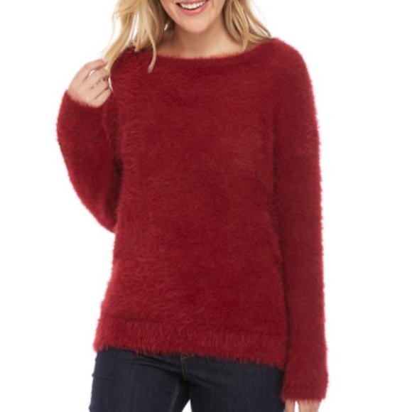red eyelash sweater